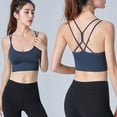 thumbnail image 5 of Ropa interior deportiva para mujer con almohadillas cruzadas en la espalda, ropa interior deportiva con cordones, ropa interior de yoga de sujeción media con copa desmontable, 5 of 5