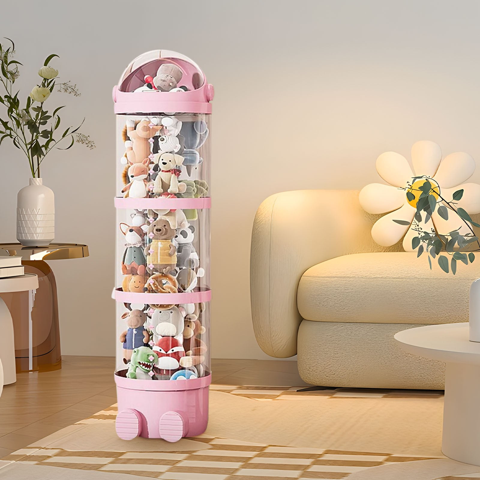 Vikakiooze Vertical Toy Storage Tube Stuffed Animals Storage Tube Plushies Storage Stuffed Animals Organizer Tube Pet Transparent Bucket For Kids Toy OrganizerLarge Toy