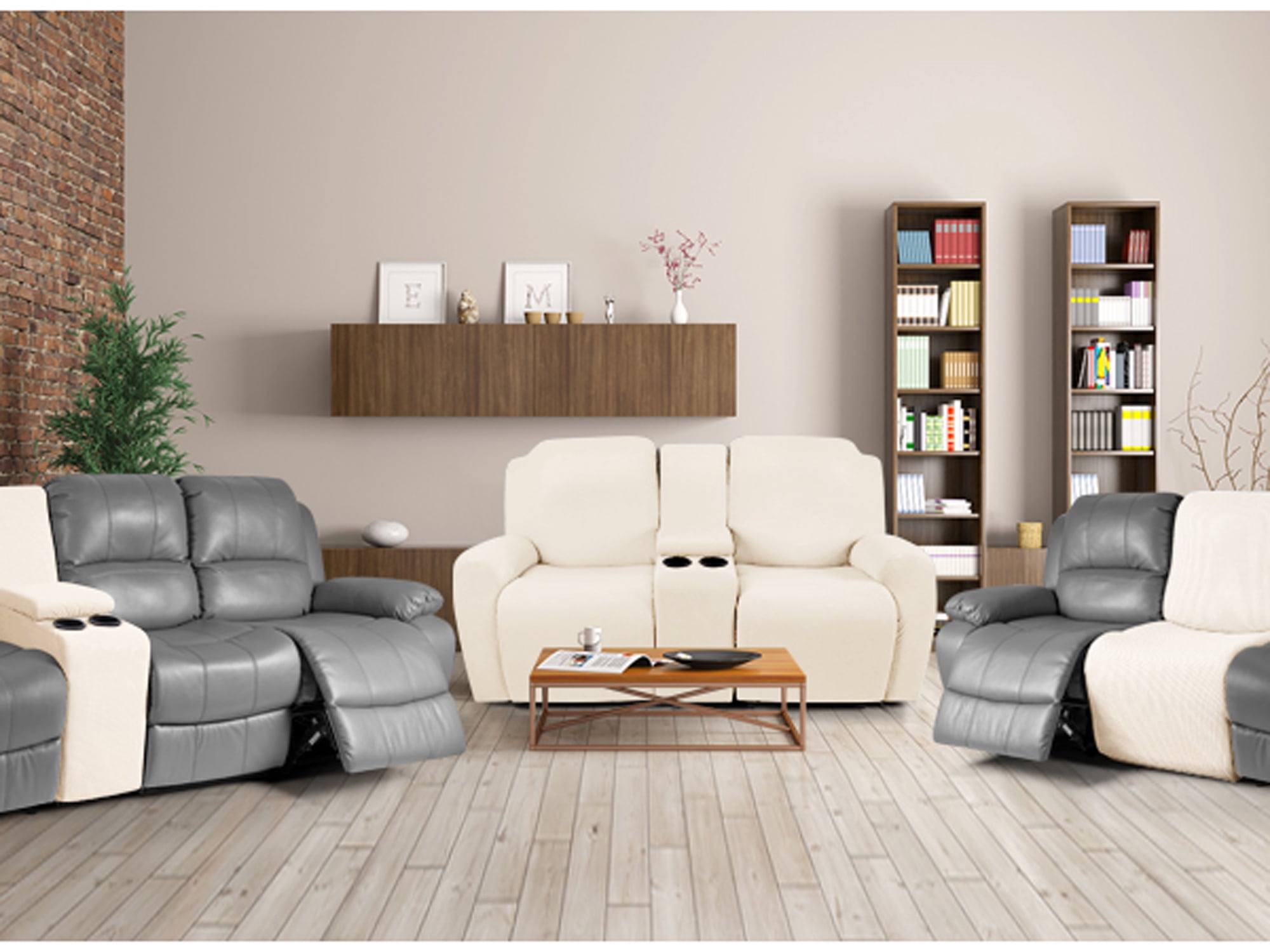 TAOCOCO Stretch Loveseat 4-Piece Polyester Blend Sofa Slipcover, Beige