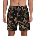 thumbnail image 2 of Picia Modern Golden Butterfly pattern Mens Swim Trunks with Compression Liner Stretch Beach Shorts Quick Dry with Zipper Pockets No-Chafing Board Shorts-Large, 2 of 9