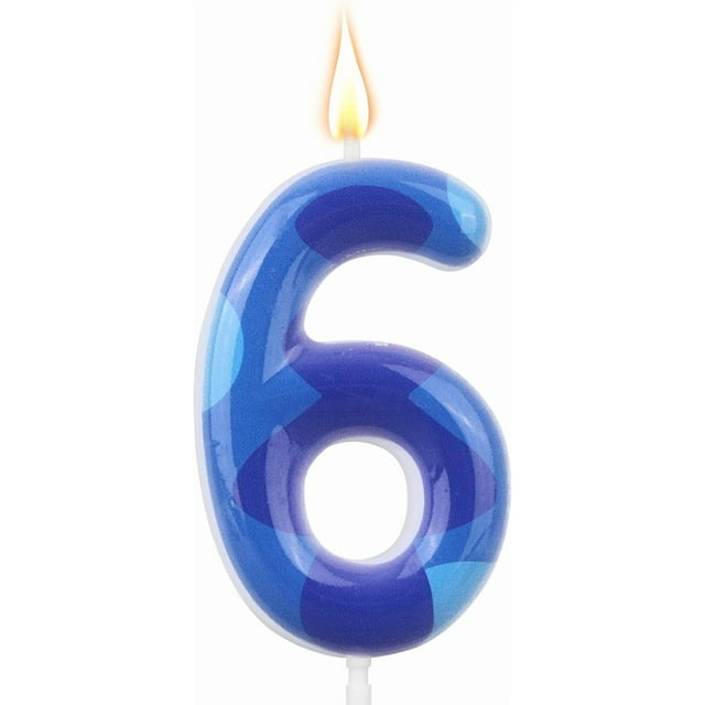 Cartoon Birthday Number Candle, Blue Anime Space Themed Number Cake Topper for Kids Party Decorations (6)