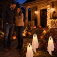 thumbnail image 5 of Outdoor Halloween Decorations, Halloween Decorations Outdoor Ghosts Pathway Lights, White Cloth Ghost With White Light Up Yard Stakes for Graveyard Yard Lawn Garden Prop, Party Decor Supplies, A, 5 of 7
