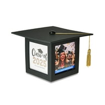Graduation Cap 4-Opening 3.5" x 3.5" Black Photo Cube, by Way To Celebrate