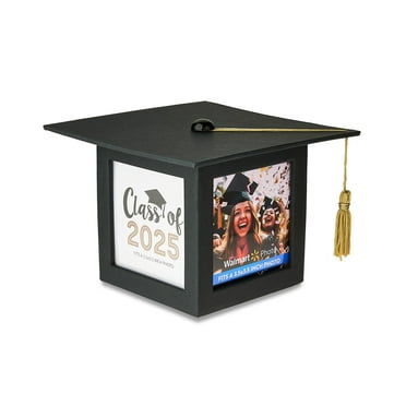 Graduation Cap 4-Opening 3.5" x 3.5" Black Photo Cube, by Way To Celebrate