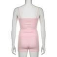 thumbnail image 4 of tarylea Summer Pajamas for Women Set Spaghetti Strap Lace Blocked Tank Tops Stretch Shorts Solid Color Casual Fitted Comfy Homewear, 4 of 9
