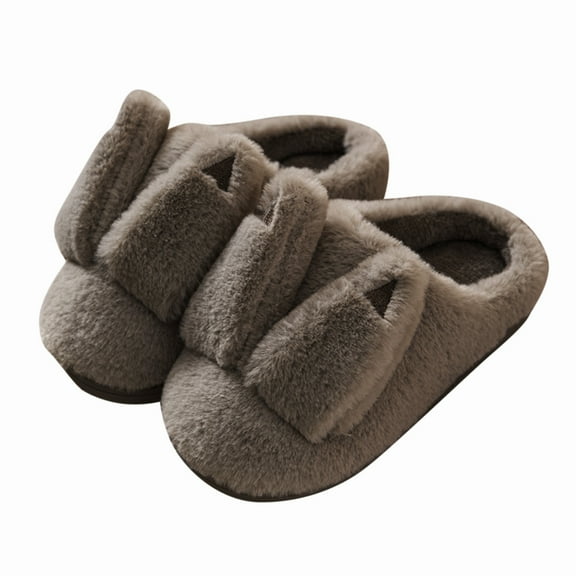 PINQI Unisex Child Fashion Shoes Kids Children's Boys Girls Cute Furry Shoes Indoor Home Warm Cotton Slippers for Indoor Outdoor House Shoes Bedroom Slippers(Gold,5.5-6Years)