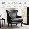 thumbnail image 3 of Vegan Leather Black Accent Chair Modern Upholstered Lounge Armchair Home Living Room, 3 of 7