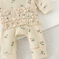 thumbnail image 6 of Faraee Newborn Baby Girl Floral Romper Set Waffle Knit Long Sleeve Ruffle Jumpsuit with Bow Headband 0 3 6 9 Months Infant Fall Winter Outfit, 6 of 7