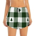 thumbnail image 2 of KLL Green White Lumberjack Plaid Pattern Shorts Women,Athletic Shorts High Waisted Running Shorts Pocket Sporty Short Gym Elastic Workout Shorts-Large, 2 of 7