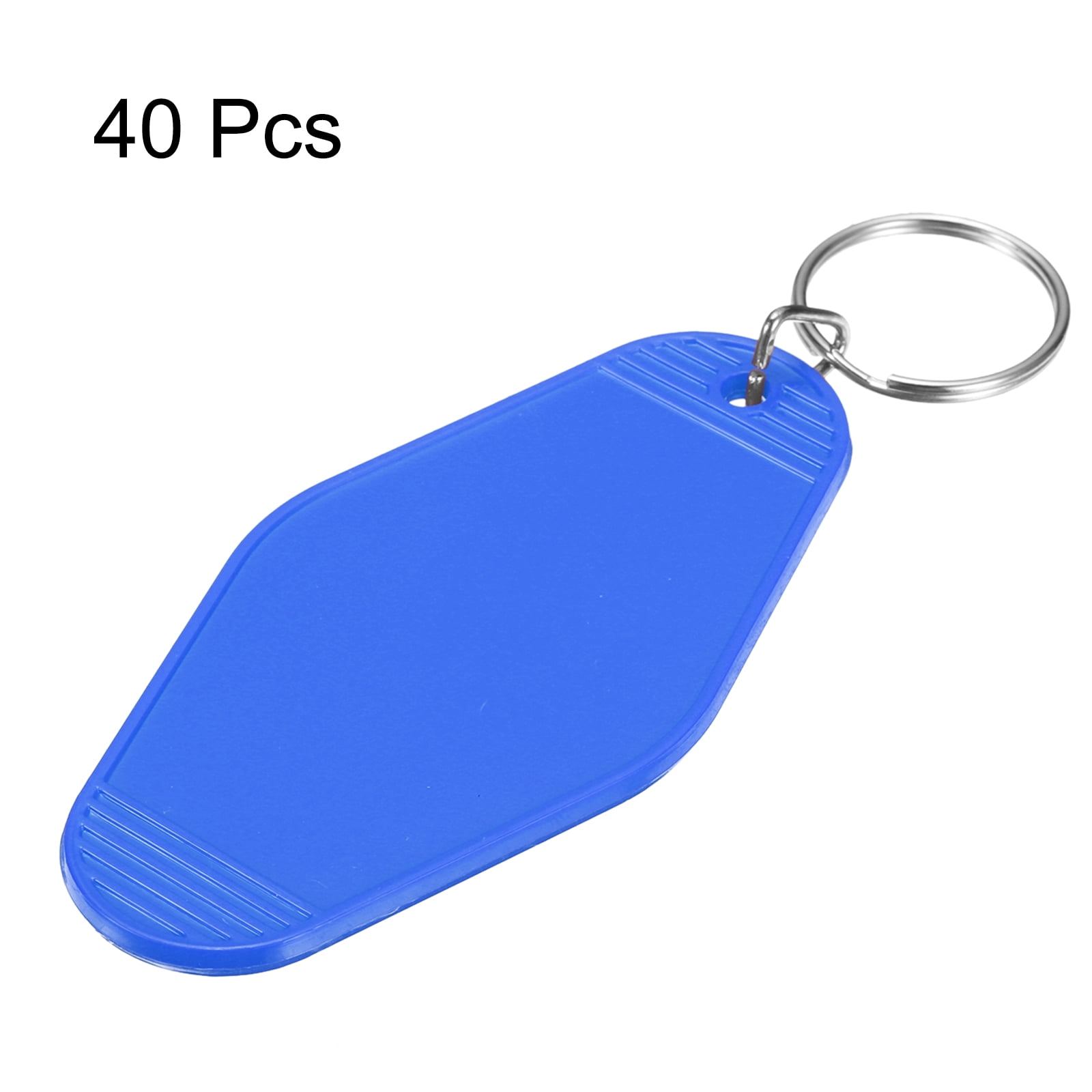 Uxcell 40Pcs Hotel Keychains Blank, Vintage Plastic Rhombus Motel Keychains Hotel Key Tags Key Rings, Deep Blue