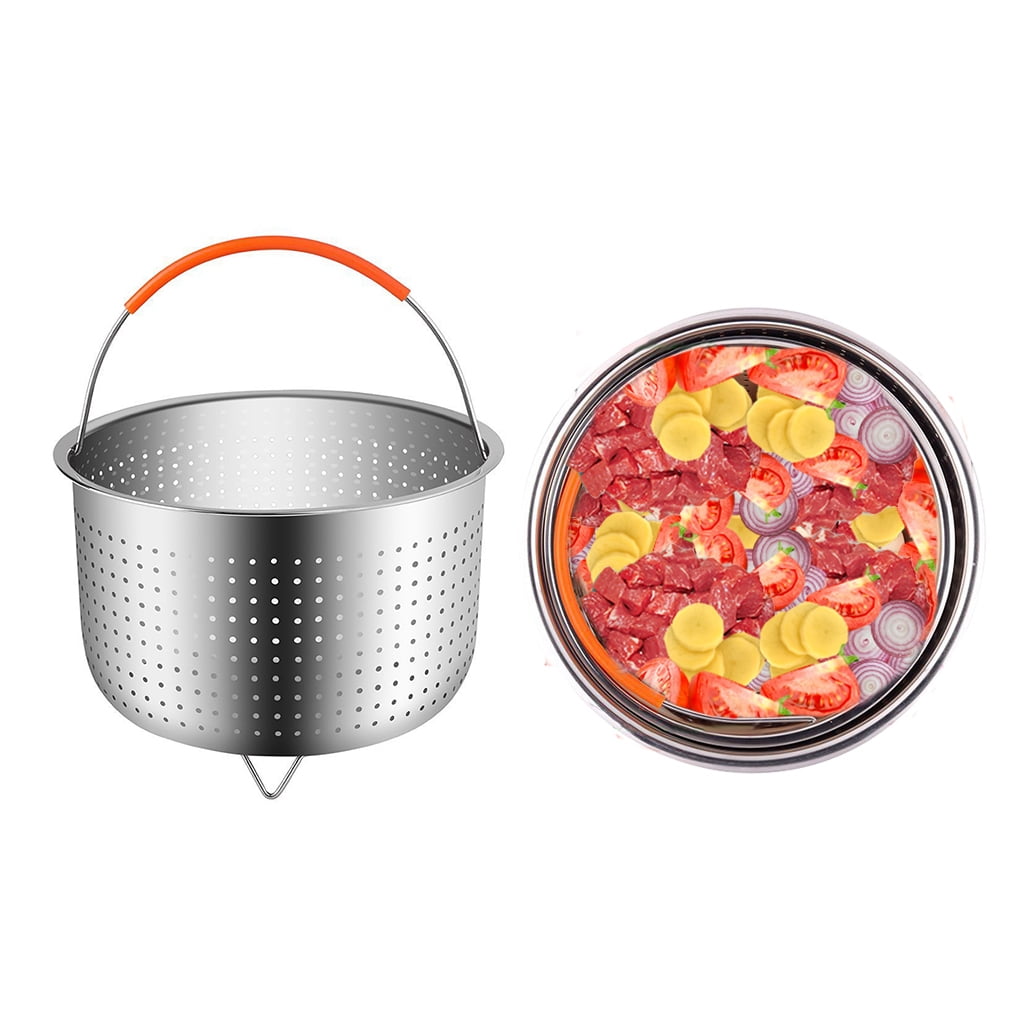 2pce  Steamer Basket for Instant Pot - Steamer Basket Compatible with Instant Pot Accessories 6QT 8QT Stainless Steel Steamer Insert with Handle and Feet for Steaming Vegetables Fruits Eggs