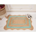 thumbnail image 5 of Rectangle Rug Area Rug Natural Fiber Jute Hand Braided Rug Cyan Color Scalloped Pattern Eco Friendly Rug, 5 of 5