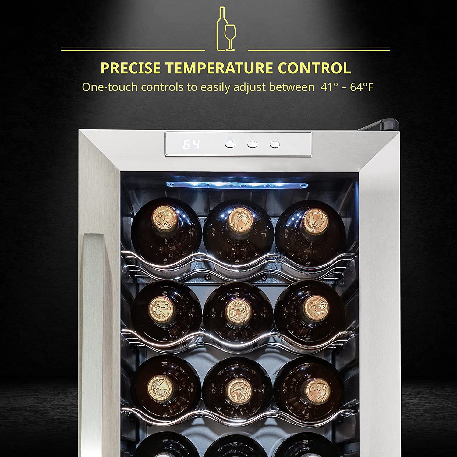 Schmecke 18 Bottle Wine Cooler - Compact Wine Fridge with Temperature Control