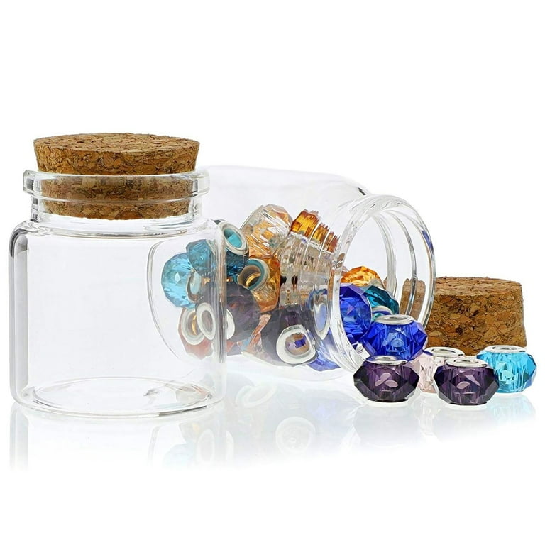 12 Pack Small Glass Jars with Cork Lids, 50ml Mini Bottles for DIY Crafts,  Sand