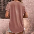 thumbnail image 4 of Cagogo Summer Tops Tshirt for Womens Under $10 Dressy Casual Short Sleeve Blouses Solid Color Button Up V Neck Button Business Work Tunic Tops Grandma Mothers Day Gift, 4 of 7