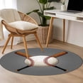 thumbnail image 4 of Gray Baseball Round Area Rug 4Ft Washable Circle Rugs for Bedroom Dining Room, Modern Sport Games Watercolor Non-Slip Carpet Floor Mats Indoor Outdoor Carpet Runner Aesthetic Home Decor, 4 of 8