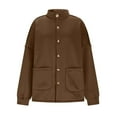 thumbnail image 4 of Womens Jacket Sevevn Women's Oversized Button Jacket Long Sleeve Coat Fall Winter Outerwear with Pockets, 4 of 9