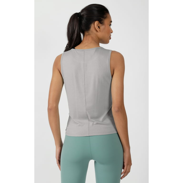 Women Two Layers Sports Tops Pleated Back Split Hem Yoga Tops Workout Tank  Tops Muscle Tank Sleeveless, Grey, 8 : : Everything Else