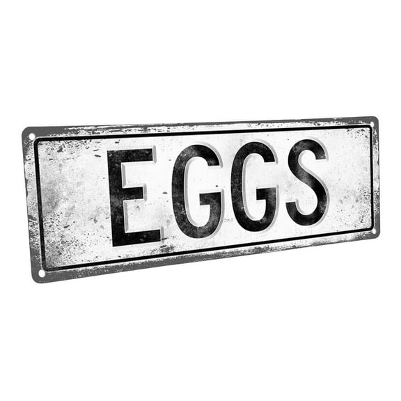 Eggs 4"x12" Metal Sign, Wall Décor for Kitchen and Dining