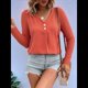 thumbnail image 4 of Camisetas de Verano con Cuello en V para Mujer, Estilo Informal, Tipo Túnica con Botones y Cuello Henley Color Naranja XL, 4 of 7