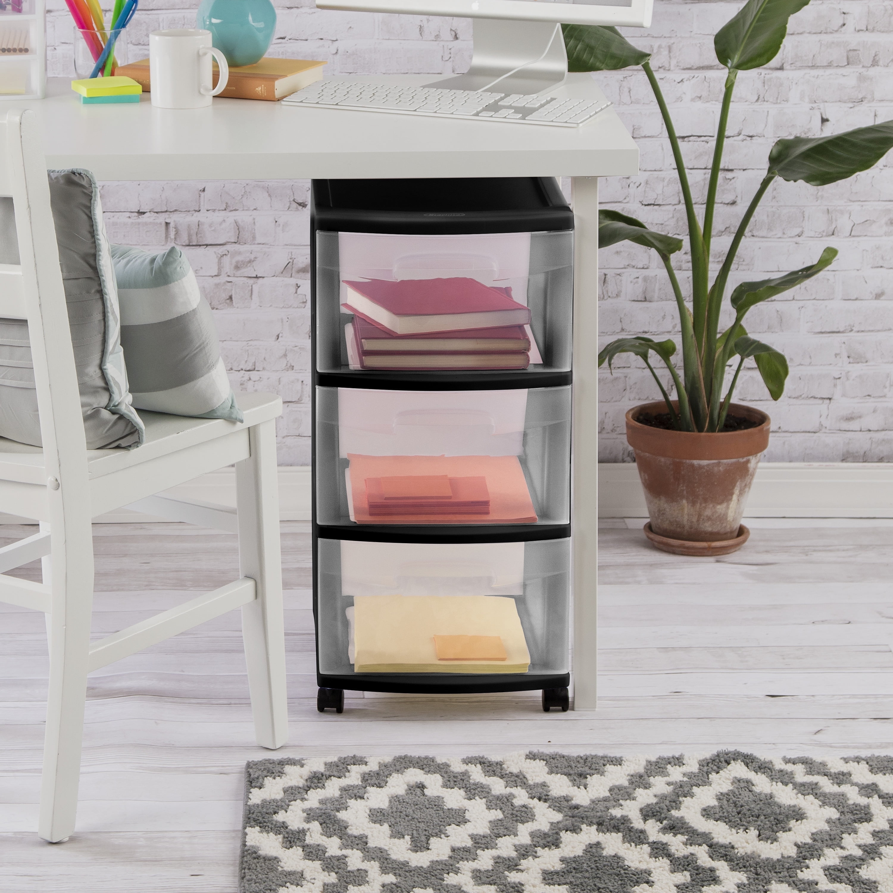 Sterilite 3 Drawer Cart Black