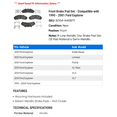 thumbnail image 2 of Front Brake Pad Set - Compatible with 1995 - 2001 Ford Explorer 1996 1997 1998 1999 2000, 2 of 2