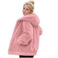 thumbnail image 2 of Womens Jackets Fleece Solid Color Zipper Up Stand Collar with Pockets Hoodless Sweatshirt Fall Outfits Casual Comfy Y2K Tops Winter Clothes 2025 Pink S-3XL, 2 of 9