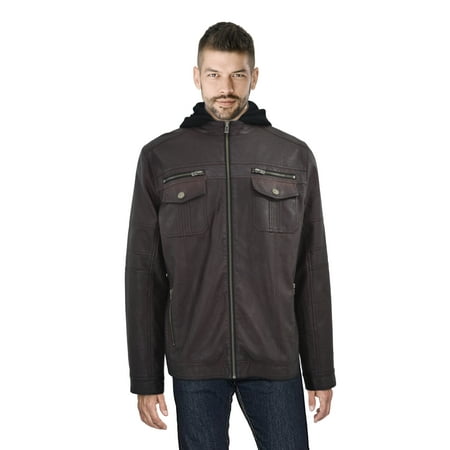 XRAY Mens Leather Jacket Coat, Faux PU Leather Coat Motorcycle Biker Jacket for Men