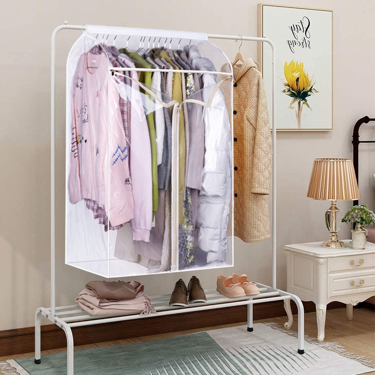 43 Hanging Garment Bags for Closet Storage Large Clear Window Hanging Clothes Storage Garment Rack Cover Coat Protector for Suit Wardrobe Bottom Enclosed Walmart