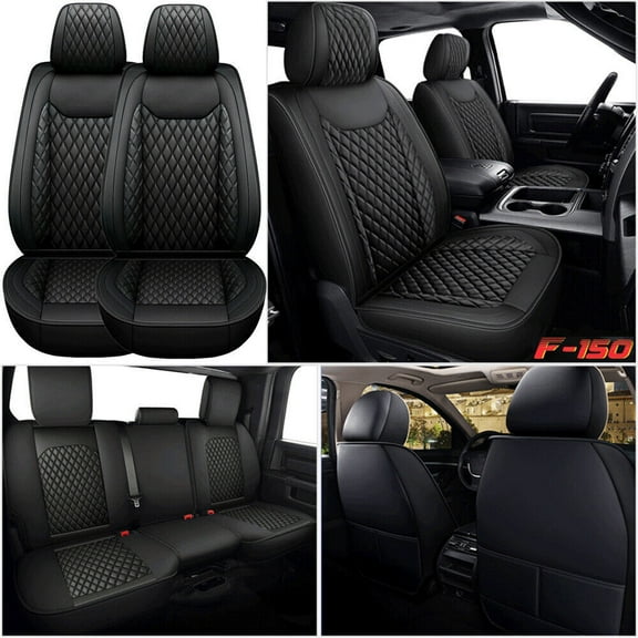 HHENGYISOUL Car Seat Covers 5 Seats for 2009-2021 Ford F150 Truck Waterproof PU Leather Front Rear Full Set Cushion, Black