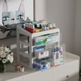 thumbnail image 2 of Caja de almacenamiento for productos de cuidado de la piel y cosméticos, tipo cajón, for dormitorio universitario, escritorio, gran capacidad, a prueba de polvo., 2 of 6