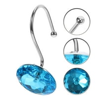 WHAMVOX  12 Pcs Shower Curtain Rod Hooks Bathroom Chrome Silver Rods Blue