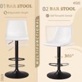 thumbnail image 4 of Waleaf Swivel Bar Stools Set of 2, Modern Adjustable Height Counter Stools with PU Leather Upholstery, Comfortable Back Support Kitchen Chairs,White, 4 of 7
