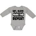 thumbnail image 3 of Inktastic Eat, Sleep, Muay Thai, Repeat Boys or Girls Long Sleeve Baby Bodysuit, 3 of 5