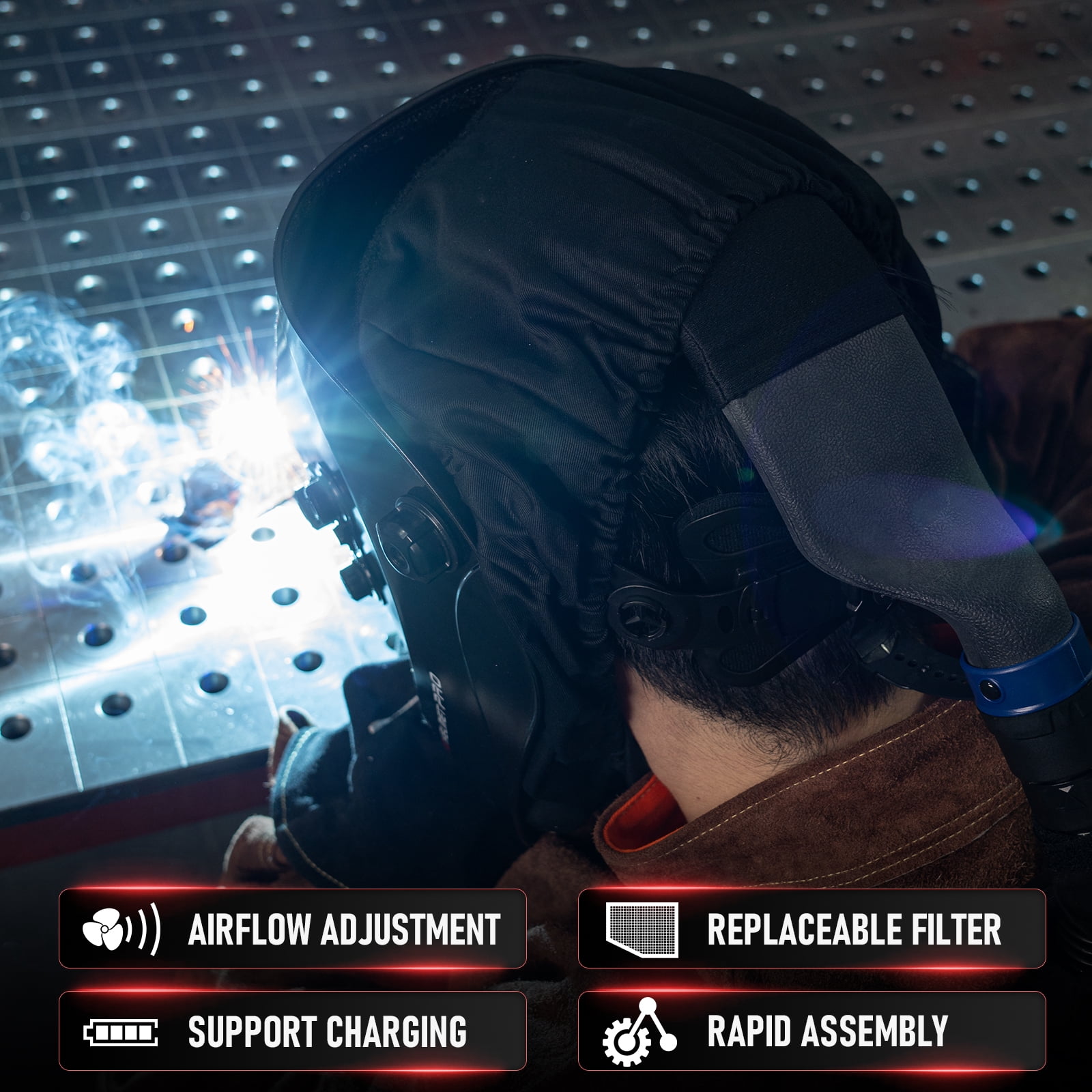 YESWELDER LYG-M800H Powered Air Purifying Welding Helmet with Auto-Darkening Lens