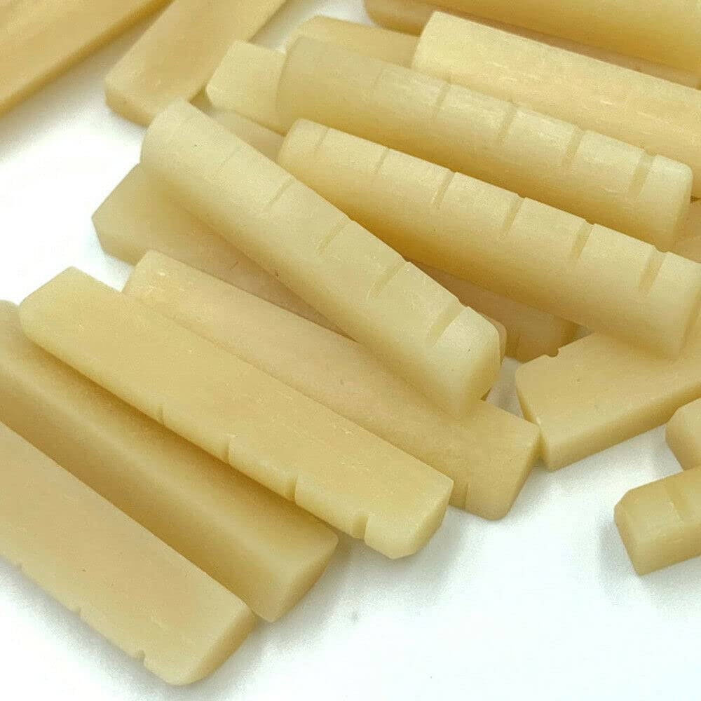 ABPETE 10-Pack Unbleached Bone Nut & Saddle Blanks,43x6x9mm for Guitar, Luthier DIY, Bridge & Guitar Repair Parts, Fits Acoustic & Electric