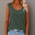 thumbnail image 5 of ClodeEU Women's Waffle Knit Crewneck Sleeveless Tank Top ,Solid Color Casual Cami Army Green,Women's Plus L, 5 of 7