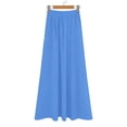 thumbnail image 4 of Arlun Casual Long Pleated Skirt for Women Elegant Eyelet Solid Color Flowy Summer Maxi Skirts Elastic High Waist Simple Stylish Beach Vacation Skirt Comfort for Everyday Wear Blue XXL, 4 of 6
