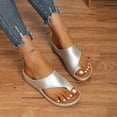 thumbnail image 5 of DeHolifer Sandals Women Leather Clip Toe Slip On Wedge Sandals Summer Beach Outdoor Dress Walking Sandals with Arch Support, 5 of 8