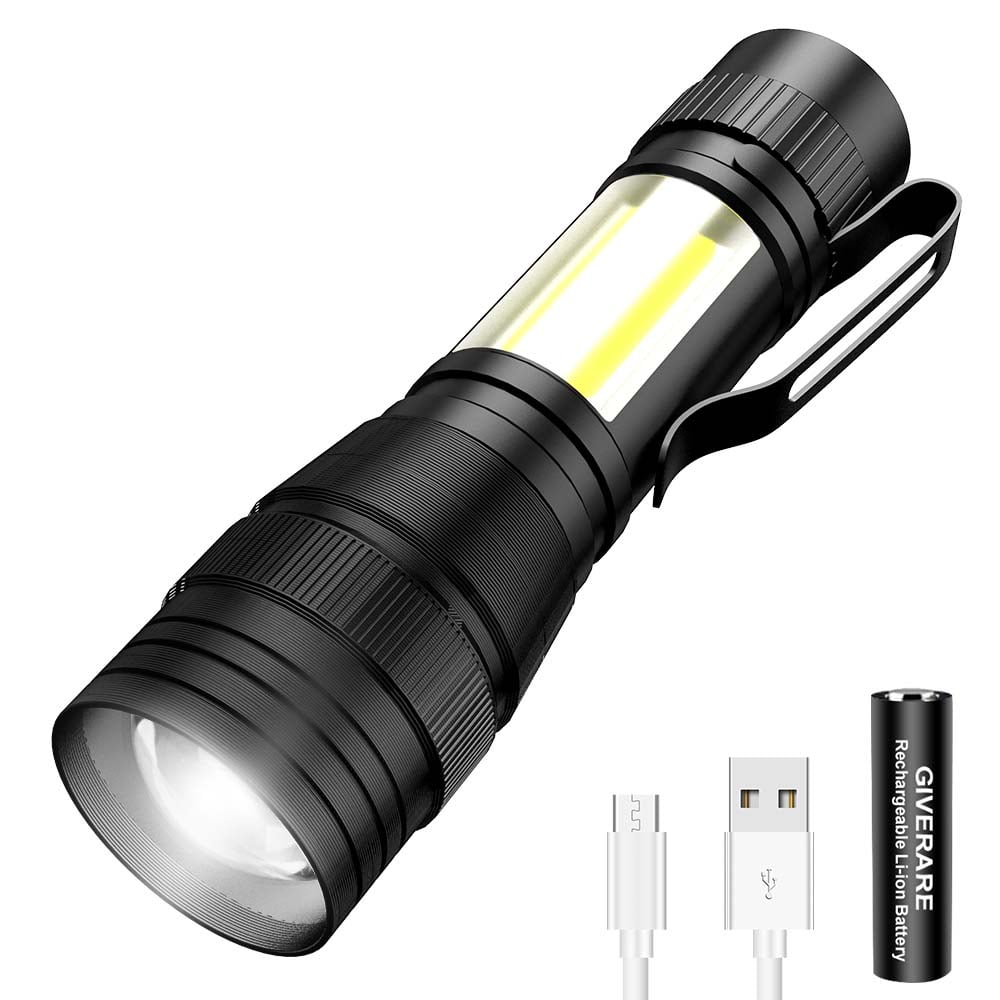 GIVERARE Tactical LED Flashlight, 3 Modes Zoomable Rechargeable Mini