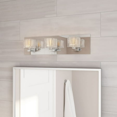 Hampton Bay Olivet 3 Light Chrome Vanity Light With Cube Glass Shades Walmart Canada