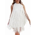 thumbnail image 3 of Women's Dresses Flapper All over Fringe Mini Dress White S, 3 of 8