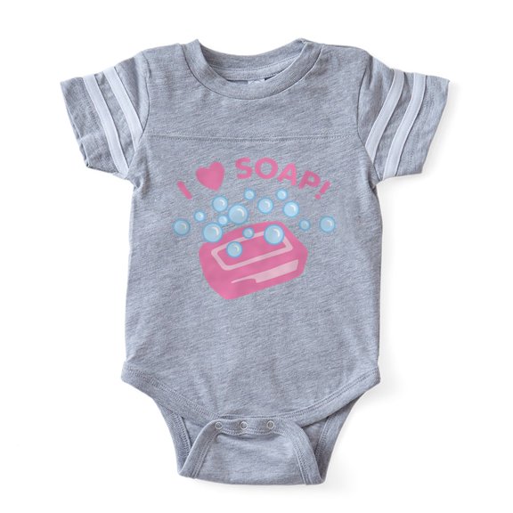 CafePress - I Love Soap - Cute Infant Baby Football Bodysuit