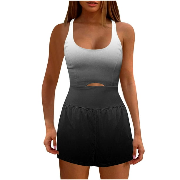 Flywake Tennis Dress for Women 2023 Sleeveless Mini Dresses Exercise  Jumpsuits Athletic Dress Workout Rompers for Home Gym Yoga Golf 