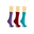 thumbnail image 2 of Nobles Assorted Anti Skid/ No Slip Hospital Gripper Socks, Great for adults, men, women. Designed for medical hospital patients but great for everyone (3 Pairs Purple, Red, Teal), 2 of 2