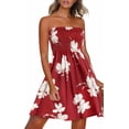 thumbnail image 1 of Vestido CHICGAL sin tirantes, casual de verano, color vino tinto, talla M, 1 of 7