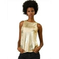 thumbnail image 3 of MODA NOVA Junior's Metallic Shiny Tank Top Party Club A-Line Shimmer Camisole Gold XL, 3 of 7