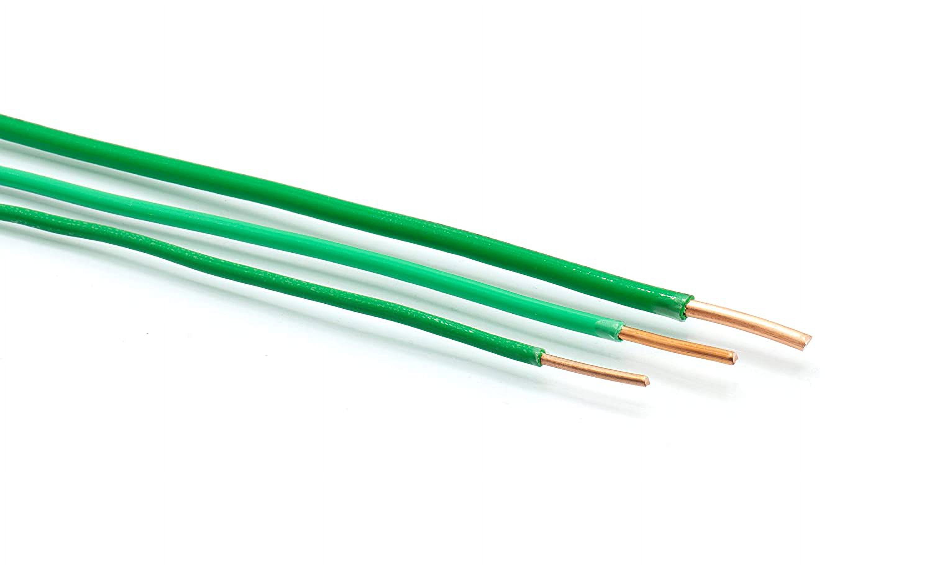 Solid Copper Grounding Wire - Proudly Made in America - Ground Protection Satellite Dish Off-Air TV Signal - UV Jacketed Antenna Electrical Shock # 12 Gauge AWG THHN - Green 25 FT