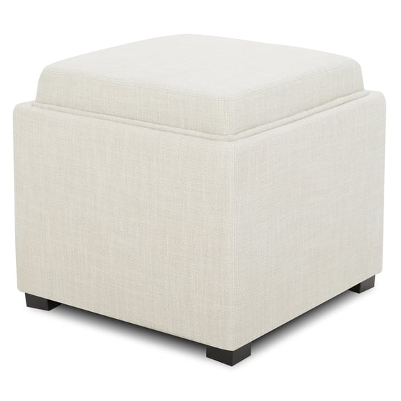 CHITA Storage Stool Ottoman, Foot Rest Stool Seat, Fabric in Linen