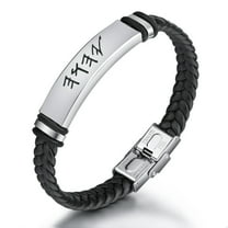 God Yhwh Leather Bracelet for Men Women Jewish Hebrew Name Jehovah Protection Bangle Religious Israelite Jewelry Gifts for Birthday Anniversary, 8.26 inches, Black
